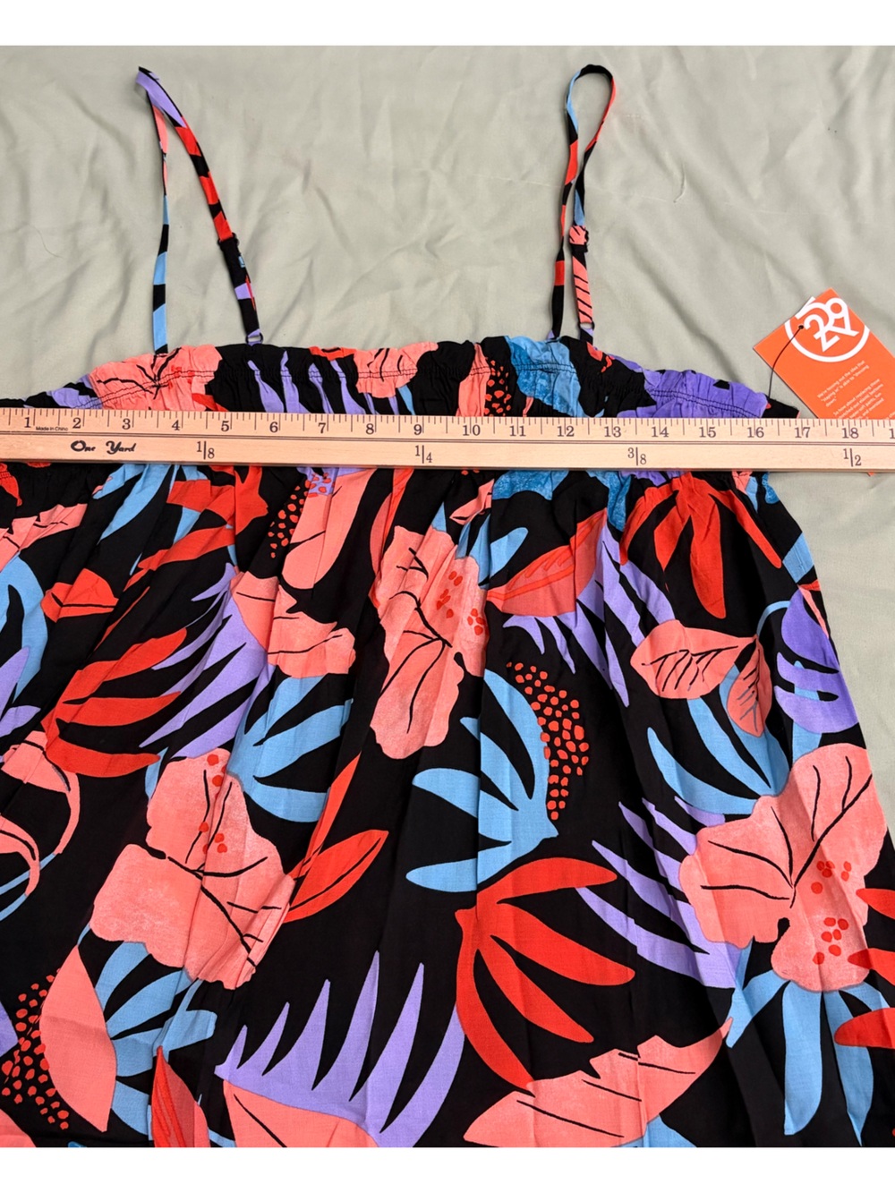 Refinery29 Tropical Leaf Black Teal Orange Hawaiian Strap Maxi Dress Medium NWT - Picture 7 of 12